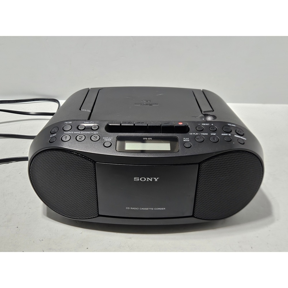 Sony CD Radio Cassette Boombox CFD-S70 Black Mega Bass FM AM MP3